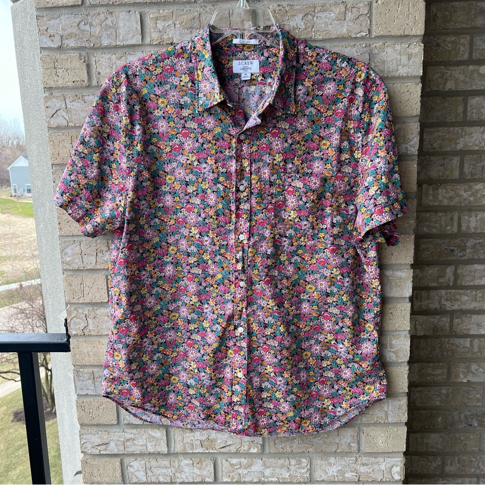 J. Crew Short-sleeve point-collar shirt in Liberty® print